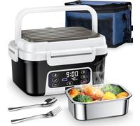 Naxup Fiambrera Eléctrica Inalámbrica, Taper Electrico para Comida con Calentamiento Programado, Para Oficina, Obra, Cámping, Coche, Lunch Box Adultos de 1,5 L| Fiambreras Comida Trabajo con batería