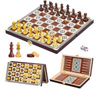 Naxup Juego de Ajedrez magnético, 3 En 1 A jedrez Madera, A jedrez Magnetico Plegable para Viaje Fiesta Regalos, Ajedre z De Viaje, Juego De Ajedrez para niños(29 * 29cm)