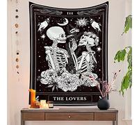 Naykow Tapices de calavera en blanco y negro, diseño gótico, grunge, bruja oscura, tapiz decorativo para colgar en la pared, para dormitorio, habitación alta estética (40 x 60 pulgadas vertical)
