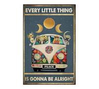 Nayyana Póster hippie vintage con texto en inglés "Eevery Little Thing Is Gonna Be Alright", póster vintage para pared motivacional, regalo de aliento, decoración de pared en casa u oficina