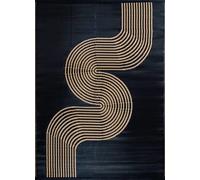 Nazar Alfombra exterior reversible diseño de olas - negro - 180x280 cm