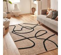 Nazar Alfombra Palma, Alfombra natural, aspecto yute, alfombra natural para sala de estar, dormitorio, pasillos, alfombra bohemia, color natural (9494 negro, 120 x 170 cm)