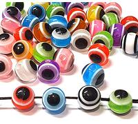 Nazar Boncugu - Juego de 100 Cuentas de Ojo de Boese Redondas de 6 mm, Color Mezclado, Ojo Azul, Amuleto Turco de la Suerte, Decorativo