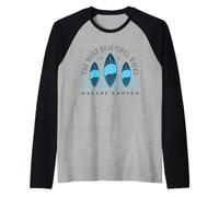 Nazare Big Wave Surfing Surf in Portugal Men Women Surfer Camiseta Manga Raglan