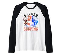 Nazaré Big Wave Surfing Surf Surfista Camiseta Manga Raglan
