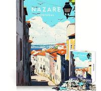 Nazaré,Portugal Rompecabezas con Vista a la Calle 1000 Piezas Mejora la concentración Relajante y Divertido Corte Suave Regalo de cumpleaños (38x52cm)