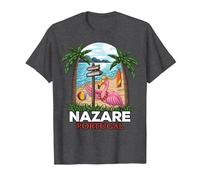 Nazare Portugal Surf I Retro Surf I Nazare Surfer Camiseta, Hombre, Jaspeado Oscuro, M