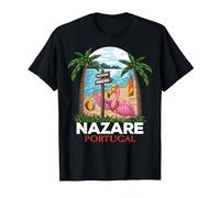 Nazare Portugal Surf I Retro Surf I Nazare Surfer Camiseta, Hombre, Negro, M
