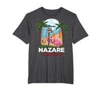 Nazare Portugal Surf I Retro Surf I Nazare Surfer Camiseta, Hombre Tallas Grandes, Jaspeado Oscuro, 6X Alto