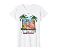 Nazare Portugal Surf I Retro Surf I Nazare Surfer Camiseta, Mujer, Blanco, L