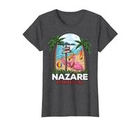 Nazare Portugal Surf I Retro Surf I Nazare Surfer Camiseta, Mujer, Jaspeado Oscuro, L