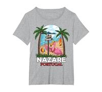 Nazare Portugal Surf I Retro Surf I Nazare Surfer Camiseta, Mujer Tallas Grandes, Gris Jaspeado, 4XL Grande