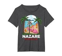 Nazare Portugal Surf I Retro Surf I Nazare Surfer Camiseta, Mujer Tallas Grandes, Jaspeado Oscuro, 1XL Grande