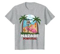 Nazare Portugal Surf I Retro Surf I Nazare Surfer Camiseta, Niños, Gris Jaspeado, 2 años