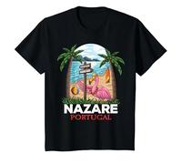 Nazare Portugal Surf I Retro Surf I Nazare Surfer Camiseta, Niños, Negro, 12 años