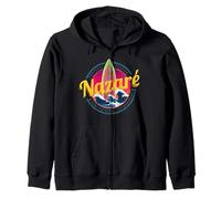 Nazare Portugal Surfer Vintage Wave Atardecer Retro Bigwave Sudadera con Capucha
