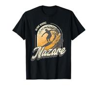 Nazare Surfing Waves in Portugal Big Surf Men Surfer Camiseta
