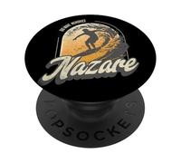 Nazare Surfing Waves in Portugal Big Surf Men Surfer PopSockets PopGrip Adhesivo