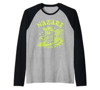 Nazare Wave Surf Surf en Portugal Olas Hombres Mujeres Surfista Camiseta Manga Raglan