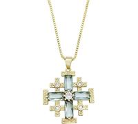 Nazareth Store Colgante de cruz de Jerusalén chapado en oro amarillo de 18 quilates con topacio cristalizado y cadena de collar de 20.0 in