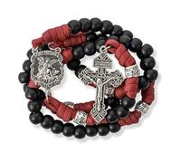 Nazareth Store - Collar de rosario de San Miguel con cuentas de paracaídas, rosario resistente con cordón fuerte, crucifijo católico, 21", Acrílico, No es una piedra preciosa