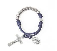 Nazareth Store Oliva Militar Una Década Rosario Paracord Cuentas de Plata Rosario de Bolsillo para Coche Ruega por Nosotros Medalla de San José y Cruz de San Benito (Rosario Paracord Azul)