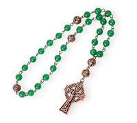 Nazareth Store Rosario anglicano con cuentas de jade verde, corona de oración de bronce con cruz celta