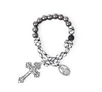 Nazareth Store Rosario con cuentas de paracaídas de One Decade con bolsillo, rosario milagroso, San Benito, San José Medalla y Cruz, Piedra, vidrio