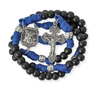 Nazareth Store Rosario de San Miguel con cuentas de paracord, resistente, con cordón, crucifijo católico de perdón (Blau)