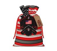 Nazhpo Red Line - Bolsas de regalo de Navidad con estampado de bandera de Estados Unidos, bolsas de regalo con cordón, bolsa de almacenamiento de caramelos, reutilizable, para fiestas, pequeñas, color