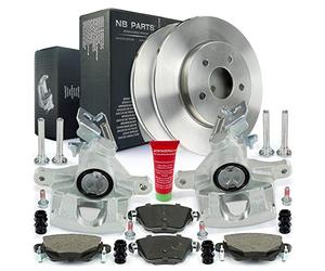 NB PARTS Discos de freno y pastillas de freno 2x pinza de freno trasera compatible con Ford Mondeo III hasta año modelo 08.04