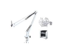 NB35 - Soporte para micrófonos giratorios de brazo de mesa y soporte de choque MS089SV plateado para micrófono plegable de pista