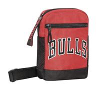 NBA - Bolso bandolera oficial de la NBA, mochila bandolera ajustable, con compartimentos múltiples y cierres de cremallera, ideal para la escuela y el tiempo libre, 19 x 24 x 7 cm, rojo, Medio