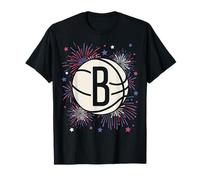 NBA Brooklyn Nets 4th of July Team Logo and Fireworks Camiseta