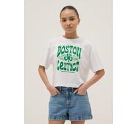 NBA, Camiseta Blanca De Puro Algodón Fit Relajado De Chica Boston Celtics, Niña, Blanco óptico, Talla: 13-14