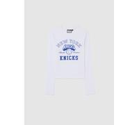 NBA, Camiseta Blanca Slim Fit De Mezcla De Algodón Para Chicas Con Estampado De Knicks, Niña, Blanco óptico, Talla: 10-11