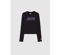 NBA, Camiseta Negra De Corte Slim Para Niña En Mezcla De Algodón Con Estampado De Lakers, Niña, Gunmetal, Talla: 10-11