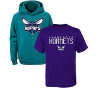 NBA Kids Youth 8-20 - Conjunto combinado de sudadera con capucha y camiseta con logotipo primario, charlotte hornets, 10-12