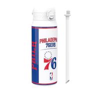 ion8 NBA Philadelphia 76ers Botella Térmica Con Pajita Extraíble, 750ml/24oz, Aislada, A Prueba De Fugas, Fácil De Abrir, Cierre Seguro, Apta Para Lavavajillas, Tapa Abatible, Ideal Para Deportes