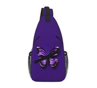 NBAGHPQ Bonita mochila cruzada con estampado de mariposas moradas para hombres y mujeres, para viajes, uso diario, a la moda