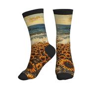 NBAGHPQ Calcetines deportivos de tubo medio con estampado de girasoles y mares, ligeros, atléticos, transpirables, para correr, a la moda, equipo de fitness, 3 Negro, Altoa única