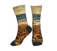 NBAGHPQ Calcetines deportivos de tubo medio con estampado de girasoles y mares, ligeros, atléticos, transpirables, para correr, a la moda, equipo de fitness, 2 Negro-2, Altoa única
