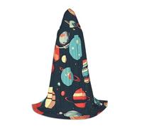 NBAGHPQ Capa con capucha para carnaval, disfraz de cosplay con estampado de planetas del espacio exterior, para festivales, eventos al aire libre, ropa de moda