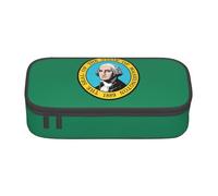 NBAGHPQ Estuche de almacenamiento grande con estampado de la bandera de Washington, organizador de artículos de papelería, adolescentes, estudiantes y adultos