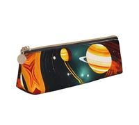 NBAGHPQ Estuche de cuero de alta capacidad con estampado de Júpiter Saturno con sistema solar, con cremallera, para niños y niñas
