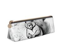 NBAGHPQ Estuche de lápices de cuero con cremallera y diseño de ardilla de dibujos animados para niños y niñas