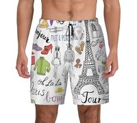 NBAGHPQ French Paris Tour Eiffel - Bañador para hombre, diseño de la Torre Eiffel, pantalones cortos de playa, surf, gimnasio, actividades al aire libre, vacaciones de verano, Negro, M