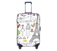 NBAGHPQ French Paris Tour - Funda universal para maleta, diseño de la Torre Eiffel, elástica, lavable, antiarañazos, protector de equipaje, White, XL