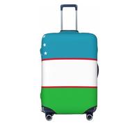 NBAGHPQ Funda universal para maleta, diseño de bandera de la República de Uzbekistán, protección elástica de doble cara, protector de equipaje único, Black, S
