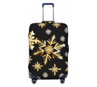 NBAGHPQ Golden Christmas Snowflakes - Funda protectora elástica de doble cara para maleta, universal, protector de equipaje único, Black, L